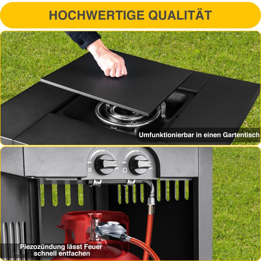 Feuertisch und Gasgrill Cube von Meateor