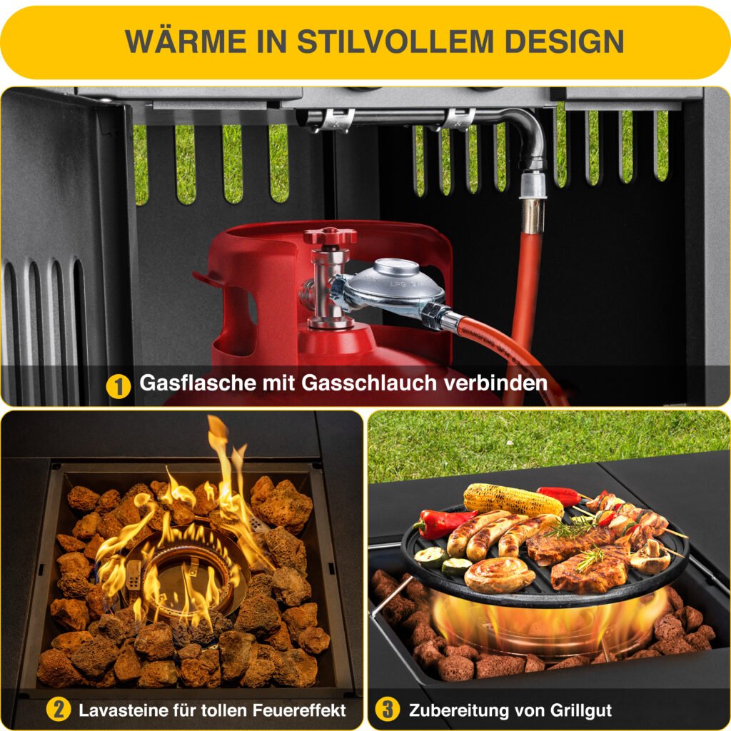 2in1 Feuertisch und Gasgrill von Meateor